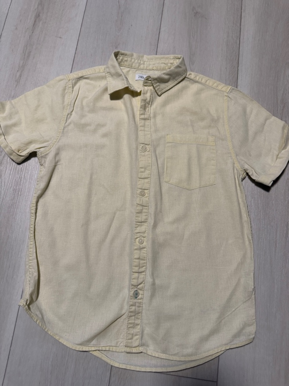 Zara Boy’s Short-Sleeve Button-Up Shirt in Pale Yellow size 10 - Picture 1 of 8